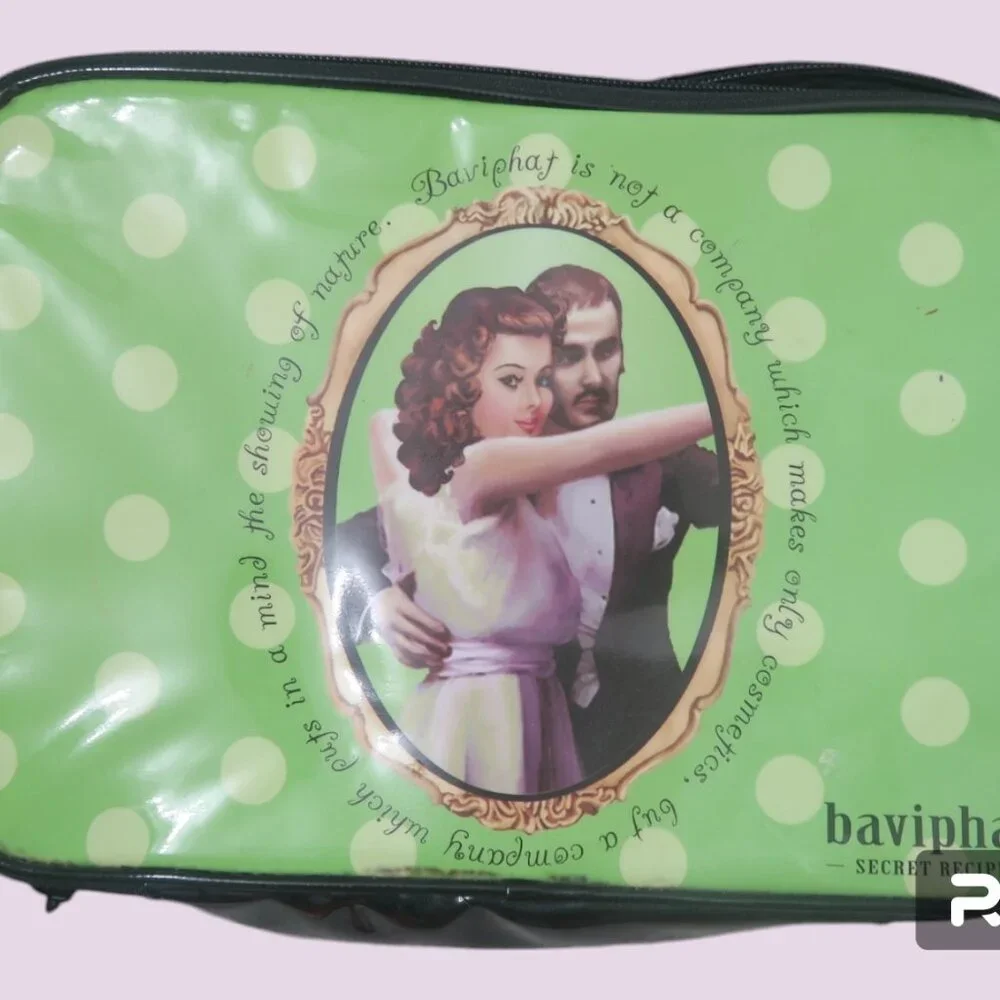 Baviphat cosmetic makeup bag Korean women's in green and black size one size.